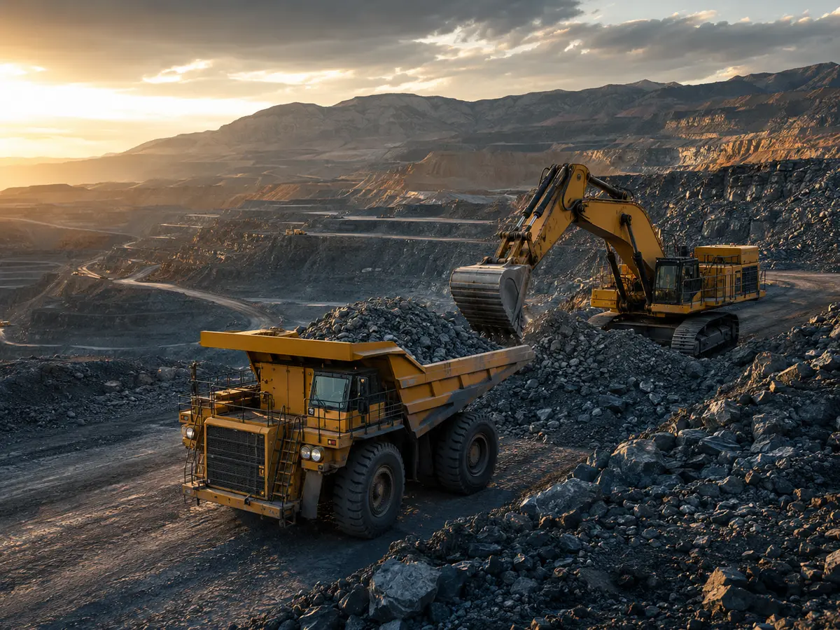 Operação de mineração com caminhão fora de estrada